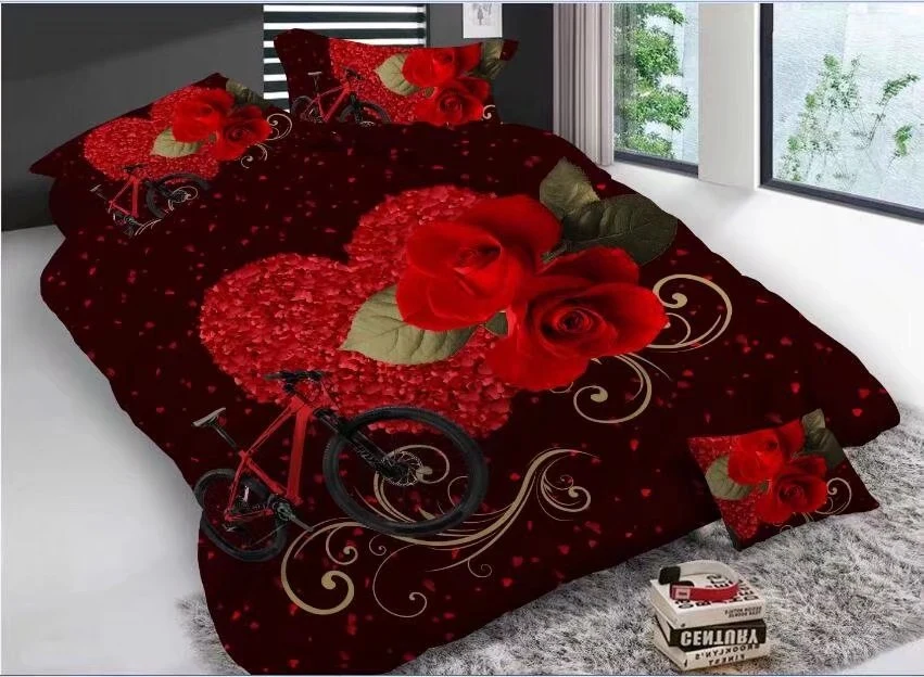 Luxury King Size Microfiber 3D Printed Quilts Bedding Set Home Textile