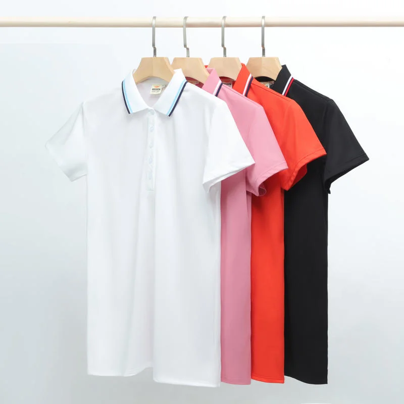 New High-End Fashion Summer Casual Ice Silk Cotton Short-Sleeved Business Polo Skirt