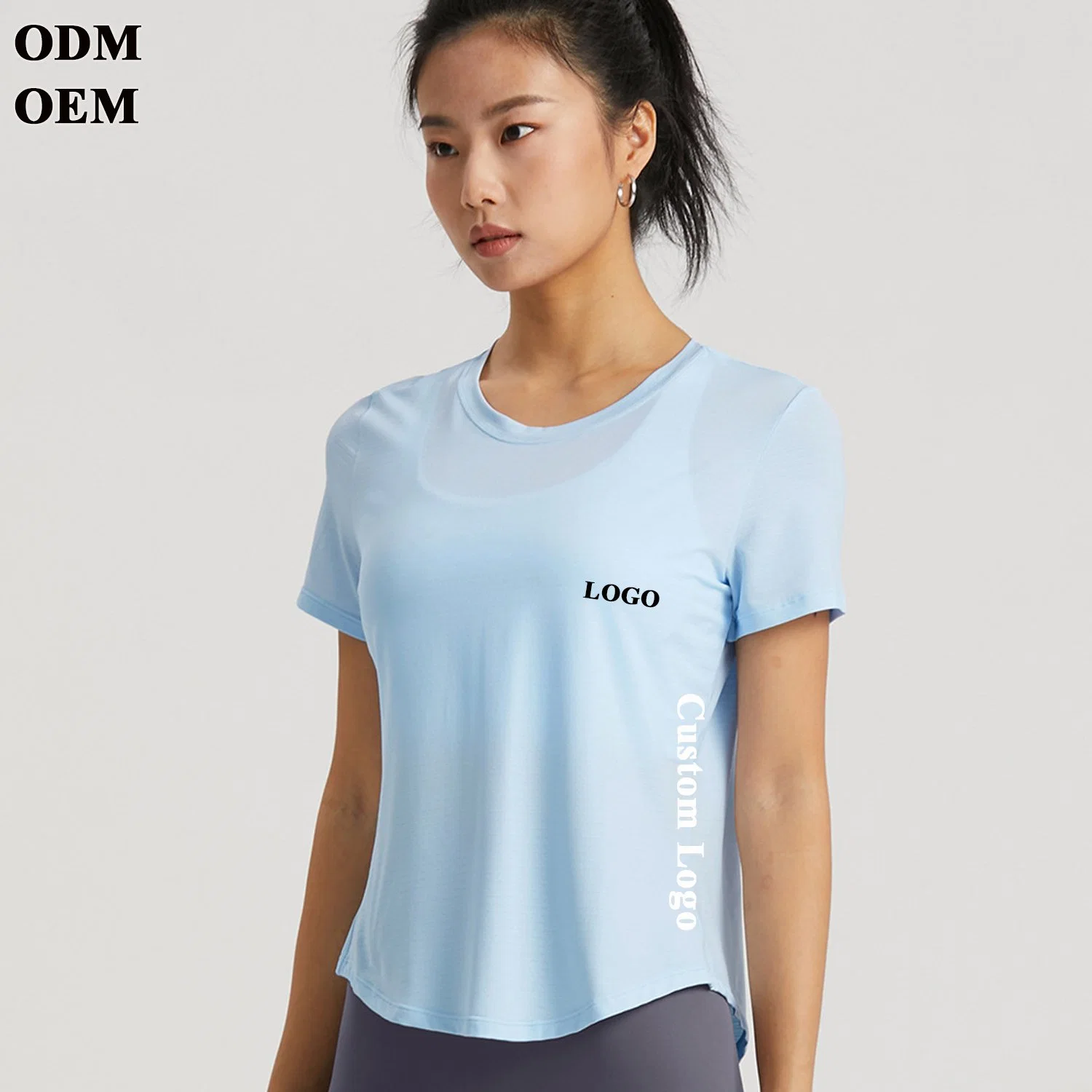 Patchwork Yoga Sport T-Shirt Women Loose Fit O-Neck Workout Running Tee Tops Fitness Short-Sleeved Shirts