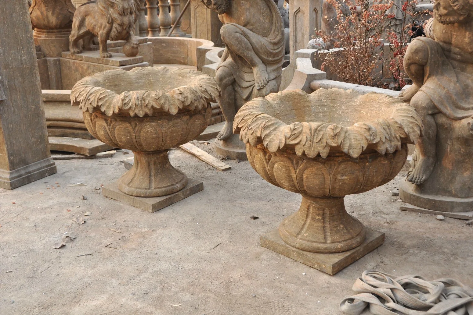 Original Factory Handmade Natural Stone Marble Flowerpots (SYFP-038)