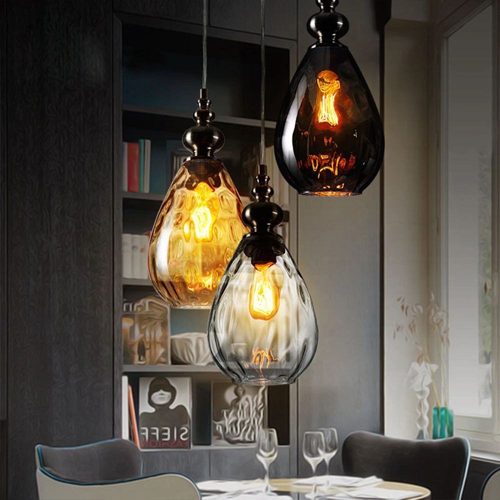 El Lujo moderno estilo nórdico Gota de Agua de la luz de lámpara de araña de hierro negro de la Isla de la luz colgante de cristal decorativo