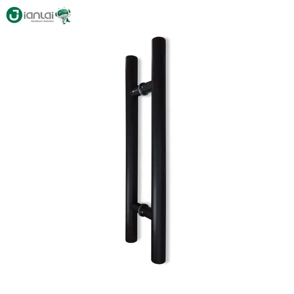 Black H Type Back to Back Tubular Entrance Ladder Glass Pull Handle