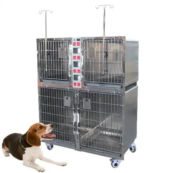 Mt Medical Pet Products 304 Stainless Steel Veterinary ICU Cages Oxygen Pet Cages with Power Socket for Pet Hospital