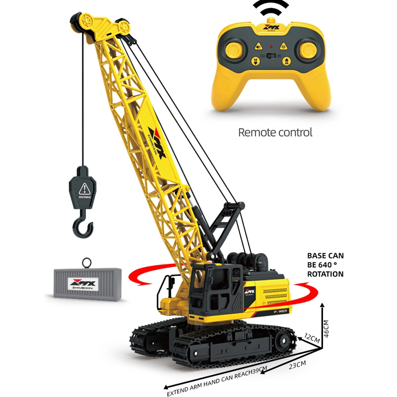 Tombotoys Wholesale 8-Channel Remote Control Construction Vehicle Tower Crane Hoist Dragline Engineering RC Toy Remote Control Crane Toy with Light