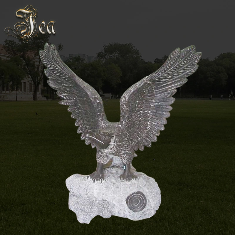 Outdoor Customized Carved Stone Animal Marble Carving Eagle Hawk Statue for Garden