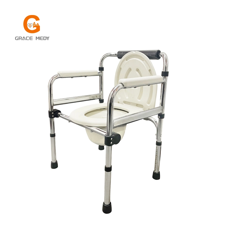 Portable Foldable White Bathroom Toilet Commode Potty Chair with ABS Cover