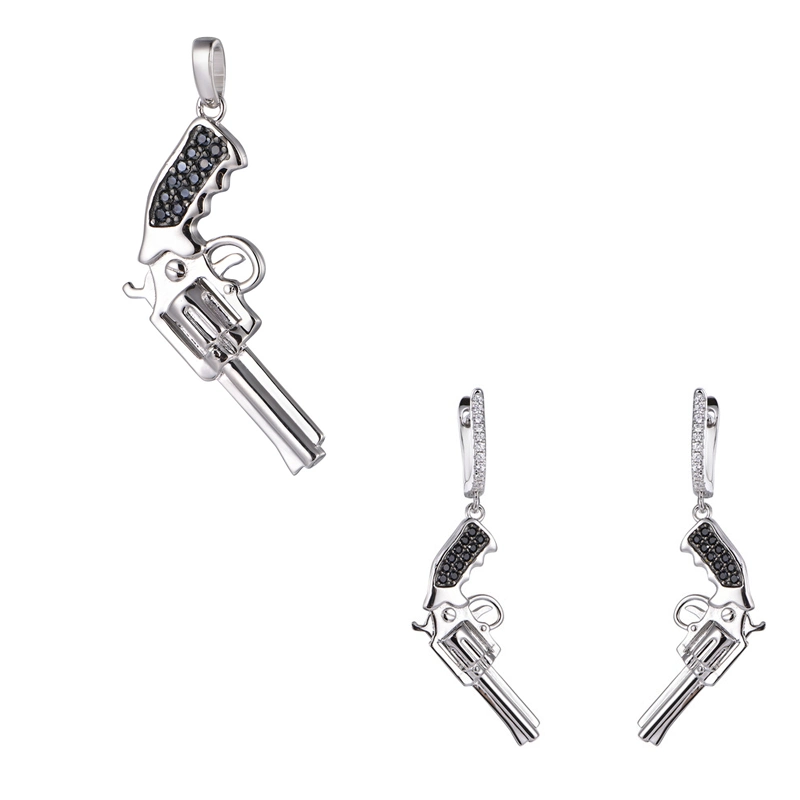 تصميم جديد English Clasp Gun Earring Pendant Jewellery set for الشباب