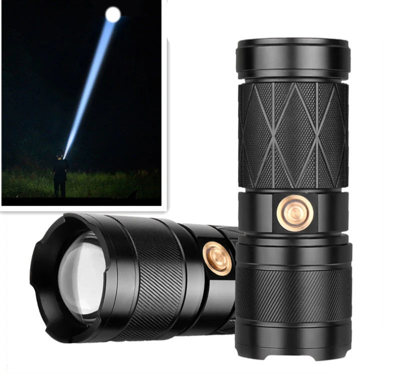 Glodmore2 1500 Meter Powerful White 6600mAh Zoomable Type-C 30W +6 LED Torch Hard Light 5 Modes for Hunting Fishing Tactical Flashlight