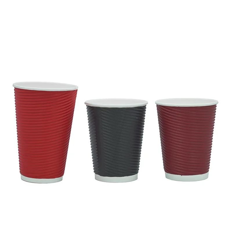 6oz 8oz 12oz Custom Printing Disposable Insulated Ripple Wall Paper Coffee Cups for Hot Drinking