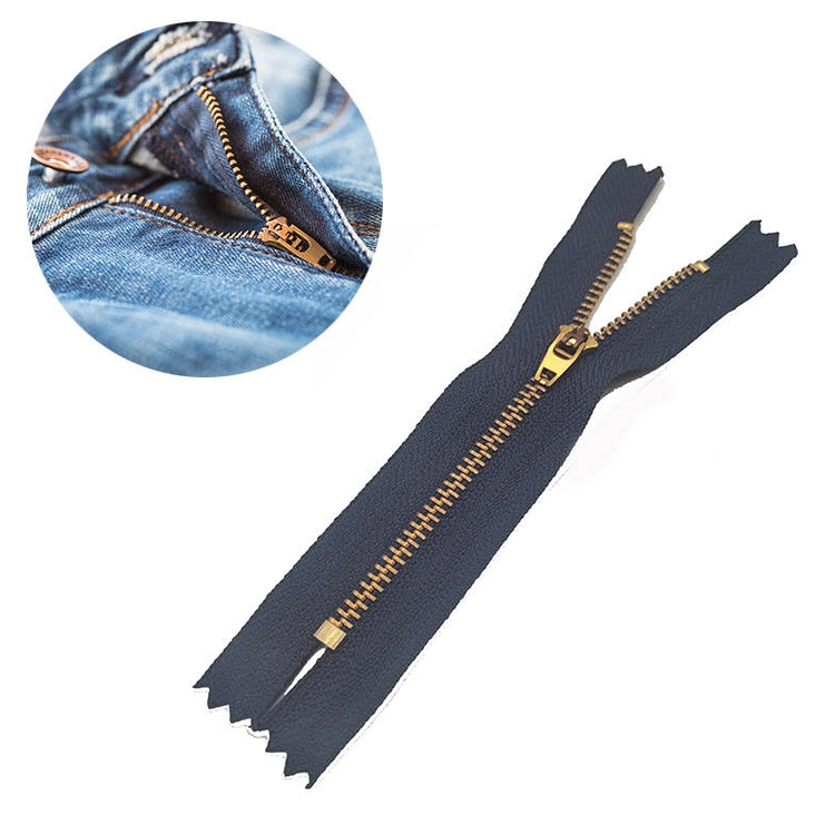 3# 5# Brass Yg Zipper with Semi Auto Lock Slider for Jeans