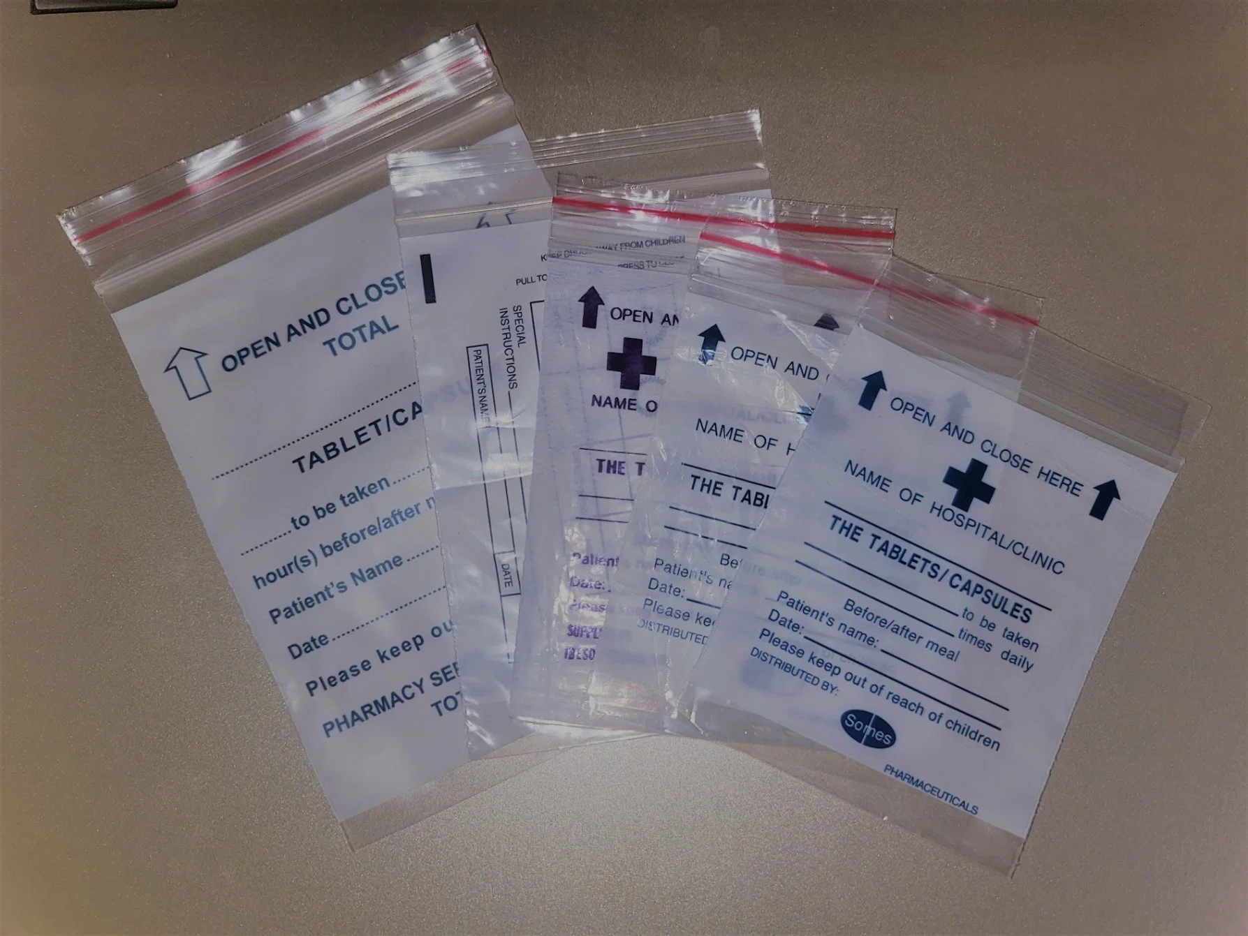 Medicamentos Envelope Medicines sacos Ziplock