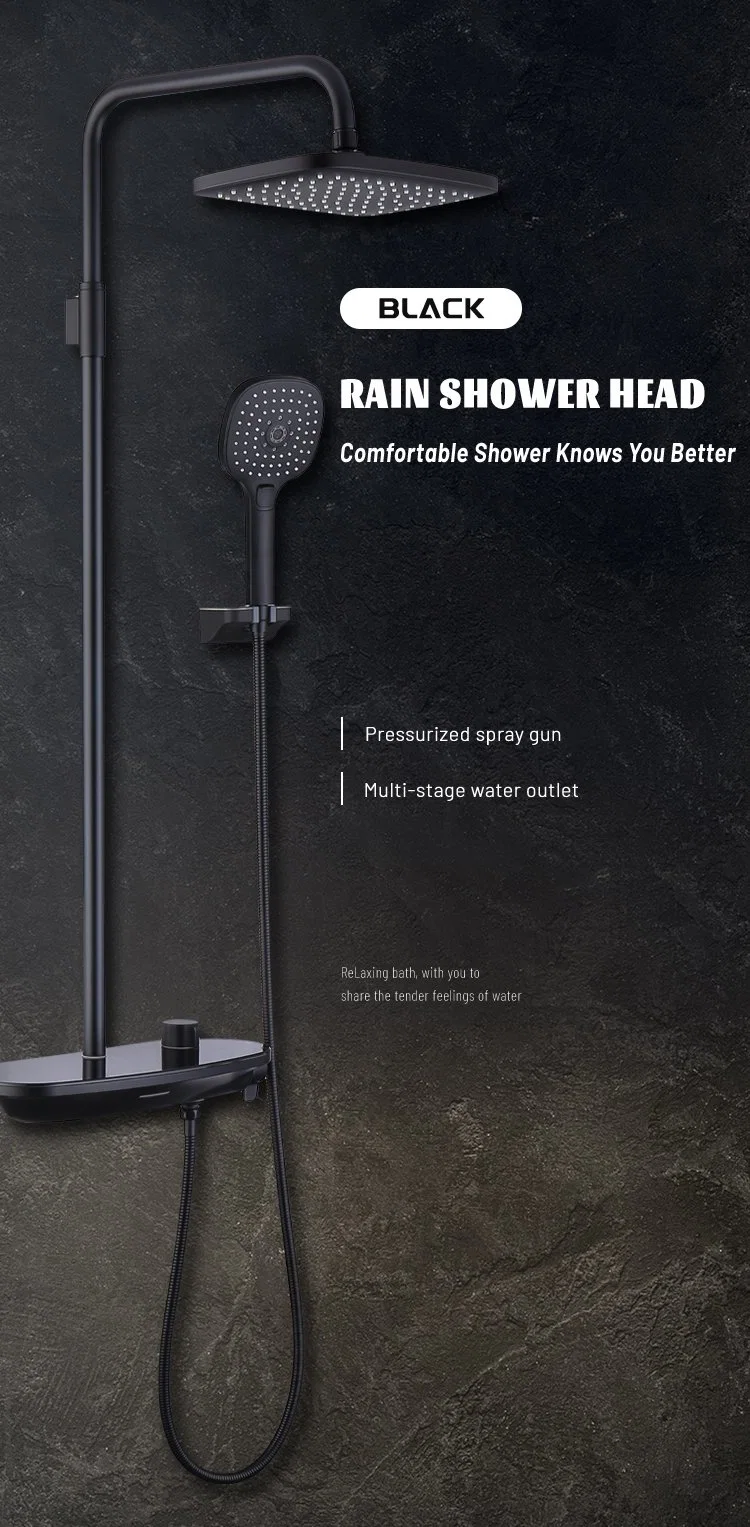 Matte Black Bath Shower Faucet Bathtub Faucet Wall Mounted Cold Hot Water Mixer