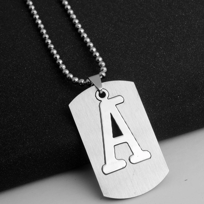 Men&prime; S Necklace Long Necklace Stainless Steel Sweater Chain 26 Letter Necklace Girls&prime; Dress Accessories Pendant Jewellery