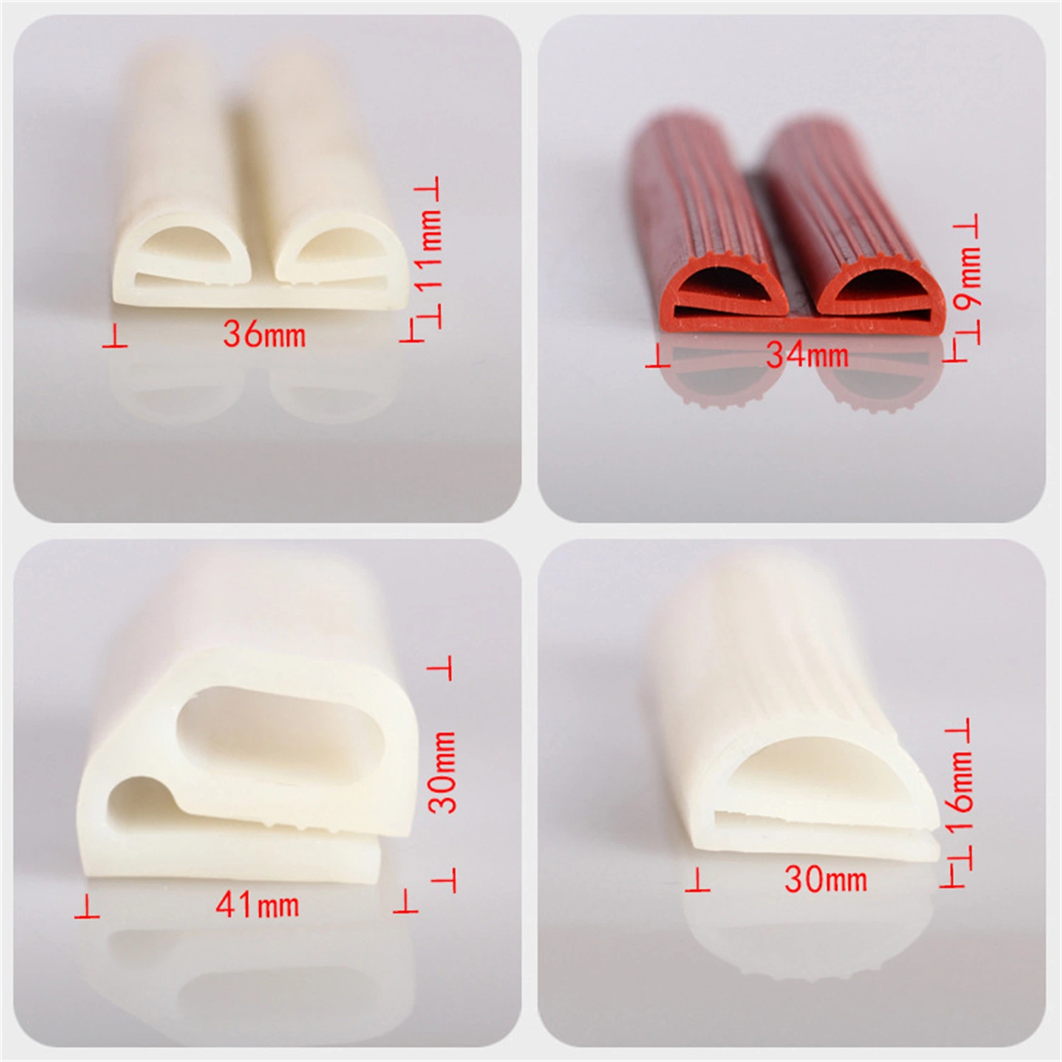 Customized E-Shape Silicone Rubber Sealing Strips by Chinese Quality Product Manufacturers