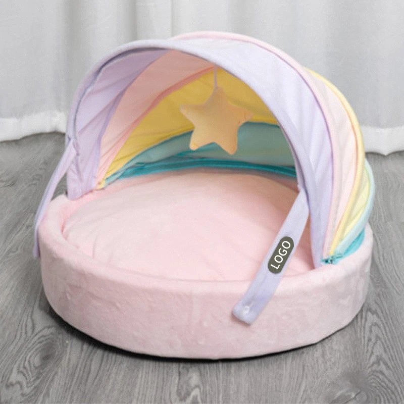 Pet Supplier Comfortable Semi Enclosed Warm Rainbow Cat Bed Human Luxury Dog Bed Pet Products Pet Bed