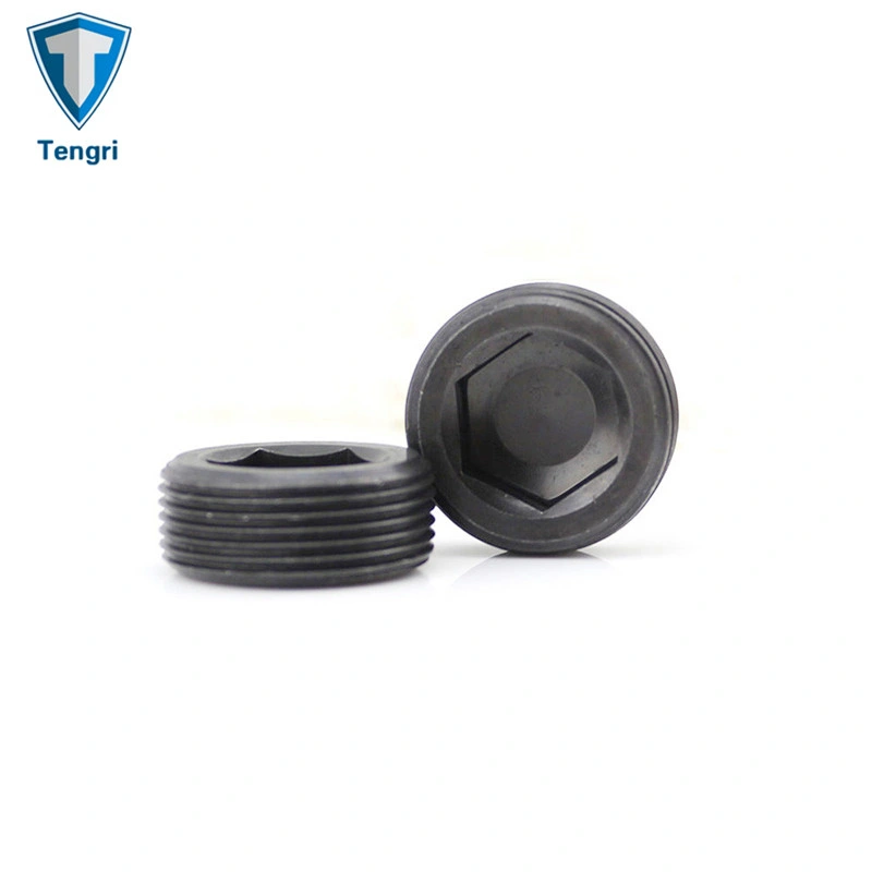 DIN906 Black Oxide Internal Drive Pipe Plugs with Conical Thread Carbon Steel Hexagon Socket Pipe Plug Oil Plugs Screw