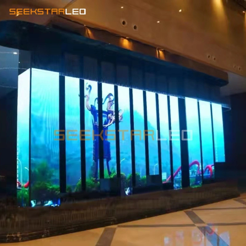 Publicidad TV Topled Ventana de cristal cortinas de interior Precio Ecran LED pantalla LED transparente para el Centro Comercial