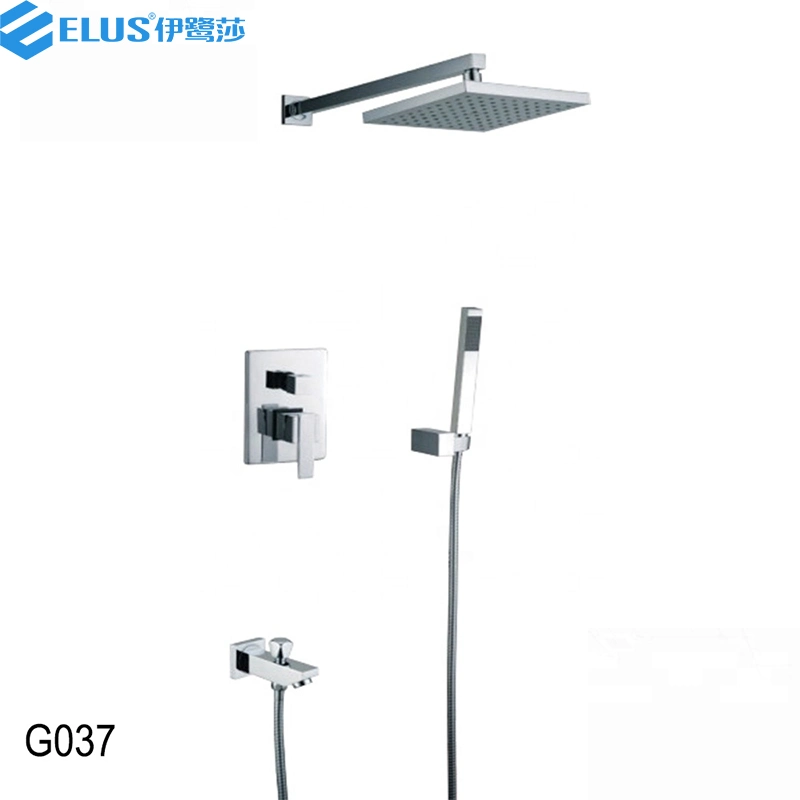 Hotel Rain Fall and Waterfall Shower Faucet Set Bath Tap High Pressure Square for Bathroom