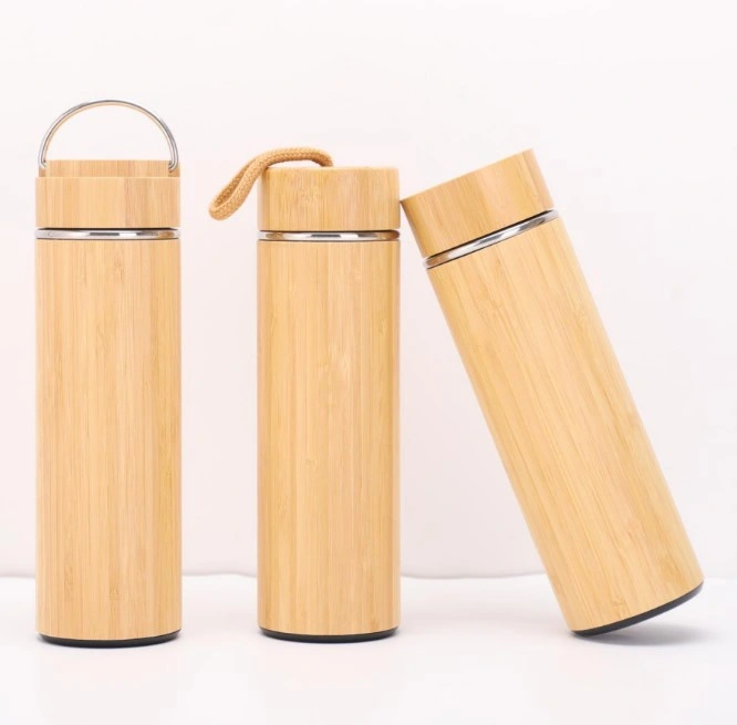 Custom Bamboo Vacuum Cup Stainless Steel Bamboo Tumbler with Portable Lid