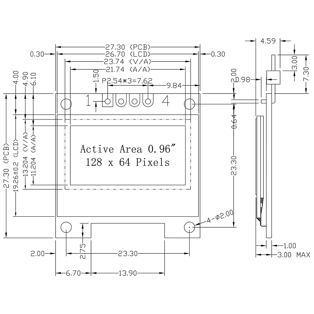 0.96 Inch 128X64 Monochrome LCD Screen Iic Interface Yellow-Blue OLED Display