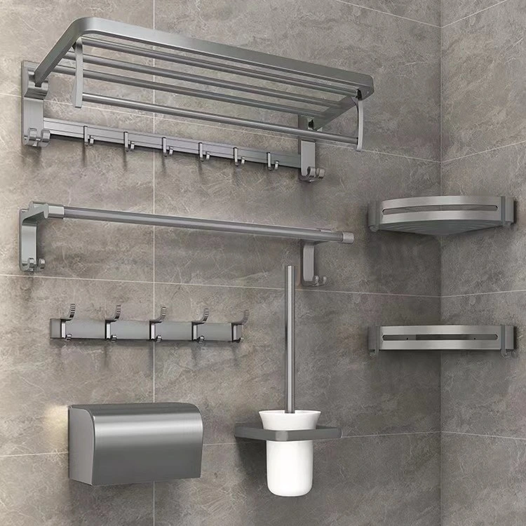 Accesorios para el baño Accesorios para el baño toalla Gun Colgante Gris toalla Juego de gradillas