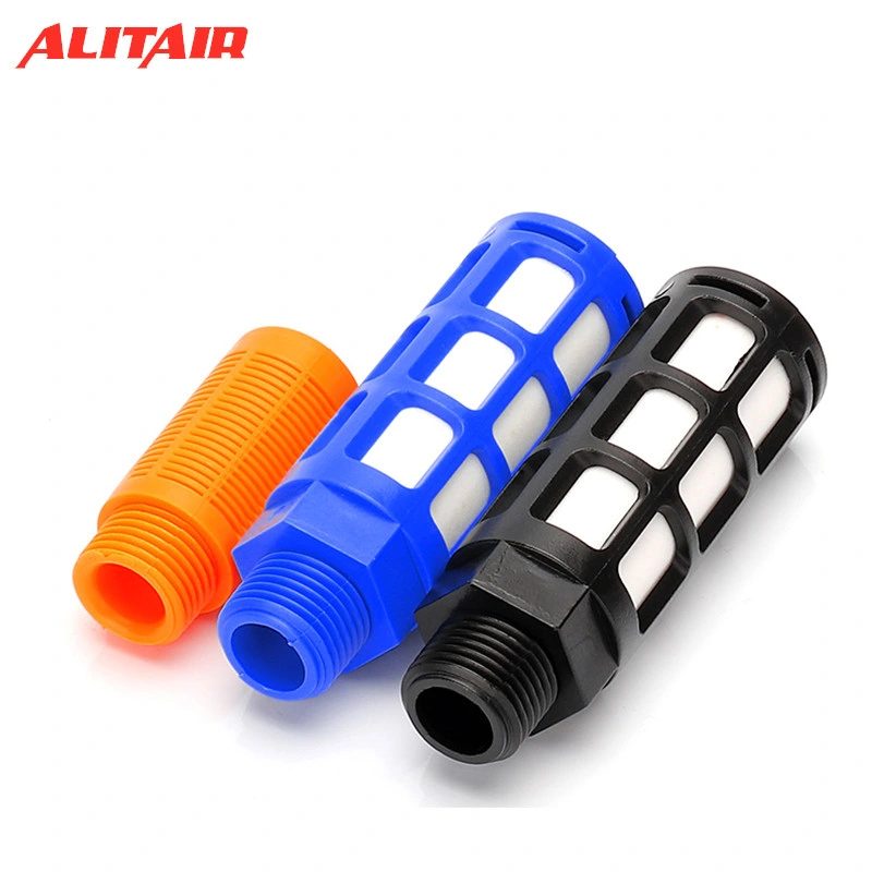 Pneumatic Male Thread Black Red Blue Absorb Noise Filter Air Silencer Plastic Exhaust Muffler