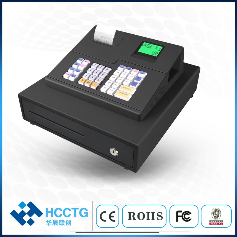 Novo e mais barato Black 38 Keys USB/RS232 Electronic Cash Register with Impressora térmica ECR600 de 58 mm