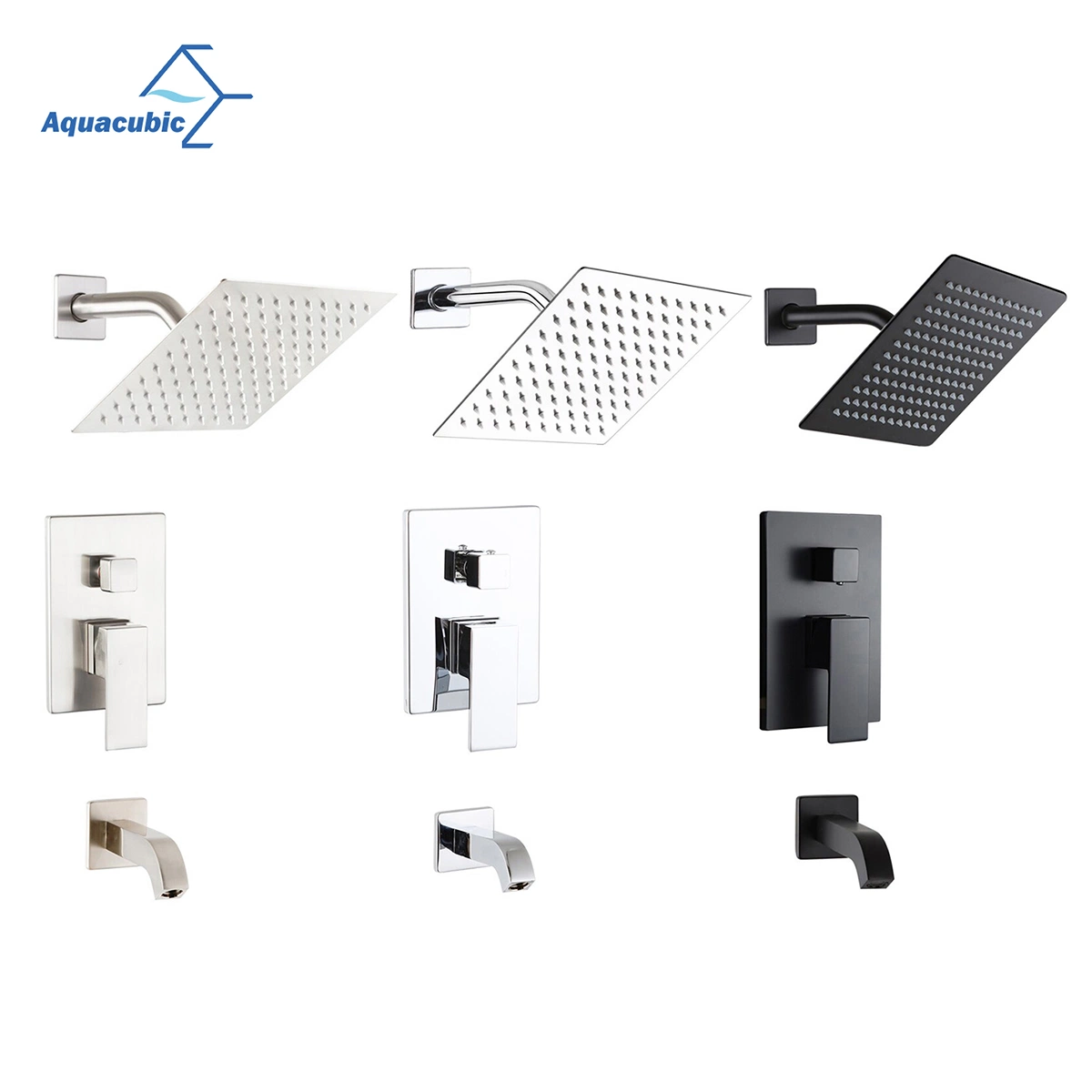 Aquacubic 2021 Modern High Quality Bathroom Wall Mounted Shower Faucet Set Shower Trim Kits and Valve