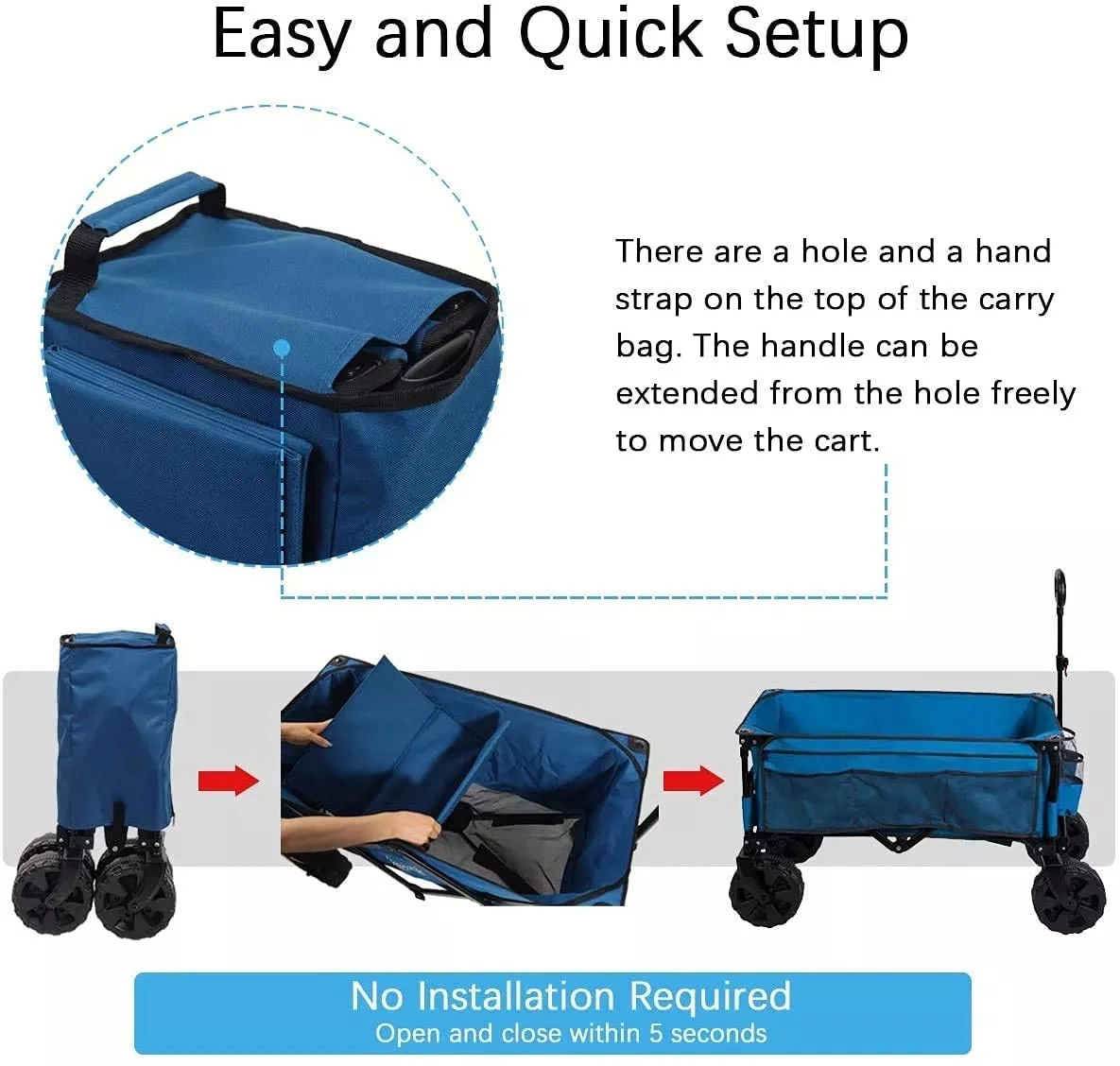 Garden Collapsible Folding Outdoor Utility Beach Trolley Wagon with Cover Bag