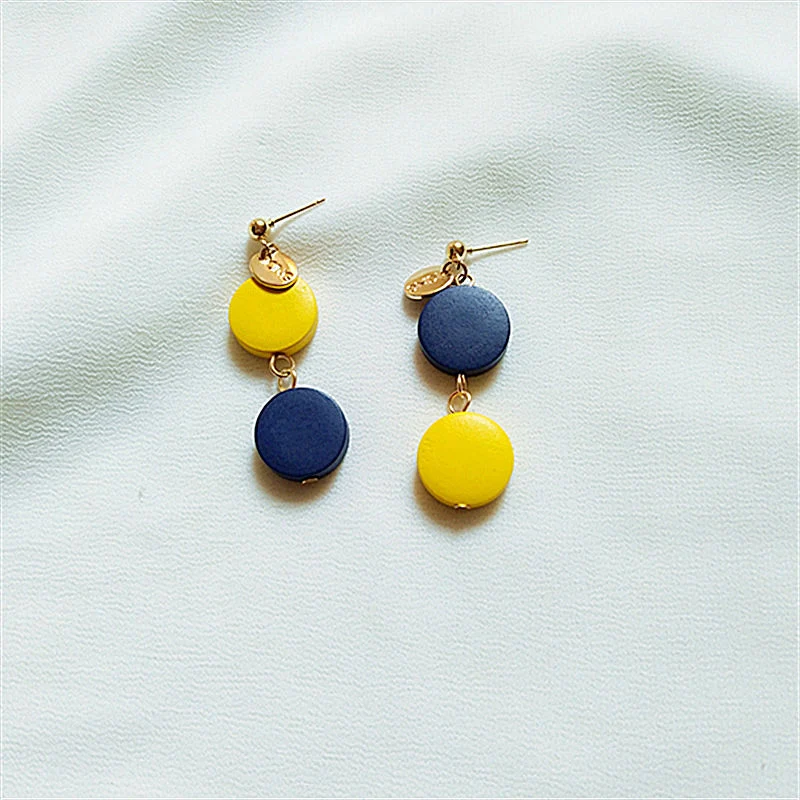 Wholesale/Supplier Jewelry Colorful Asymmetrical Wood Stud Earrings