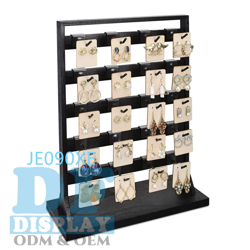 Joias displays para armazenar Jóias de Madeira Display Rack com 20 ganchos, suporte de montagem para Display com cartão Earring com ganchos Jewellery Tower para cartões Earring