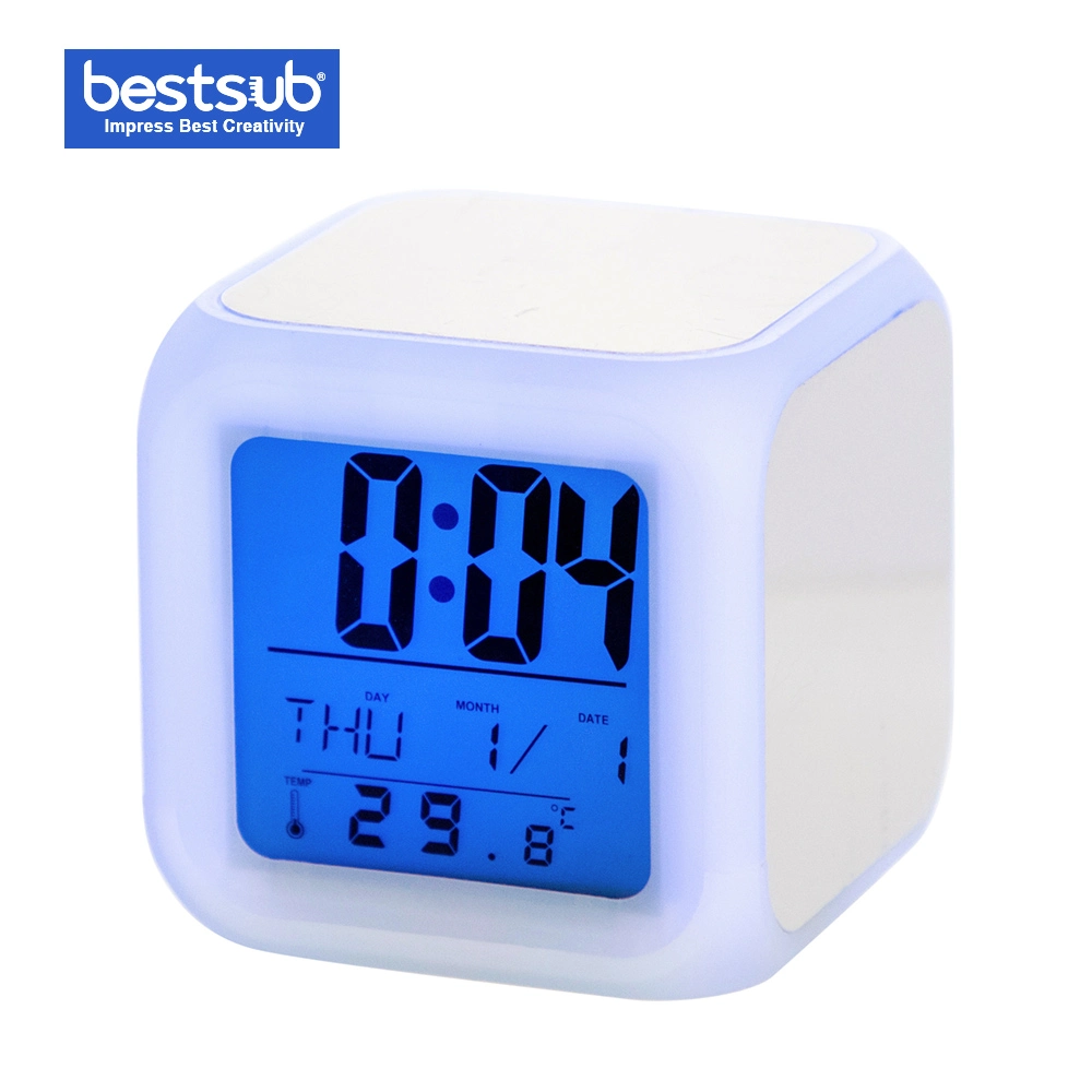 Sublimation Custom Gifts Glowing LED 7 Color Change Digital Alarm Clock (LEDW-7C)