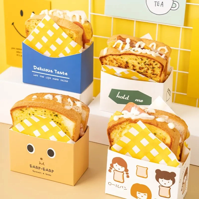 Sandwich Hamburger Box Rutschige Ei Dicke Ei Toast Papierhalter Verpackung Box Handheld Brotkarton