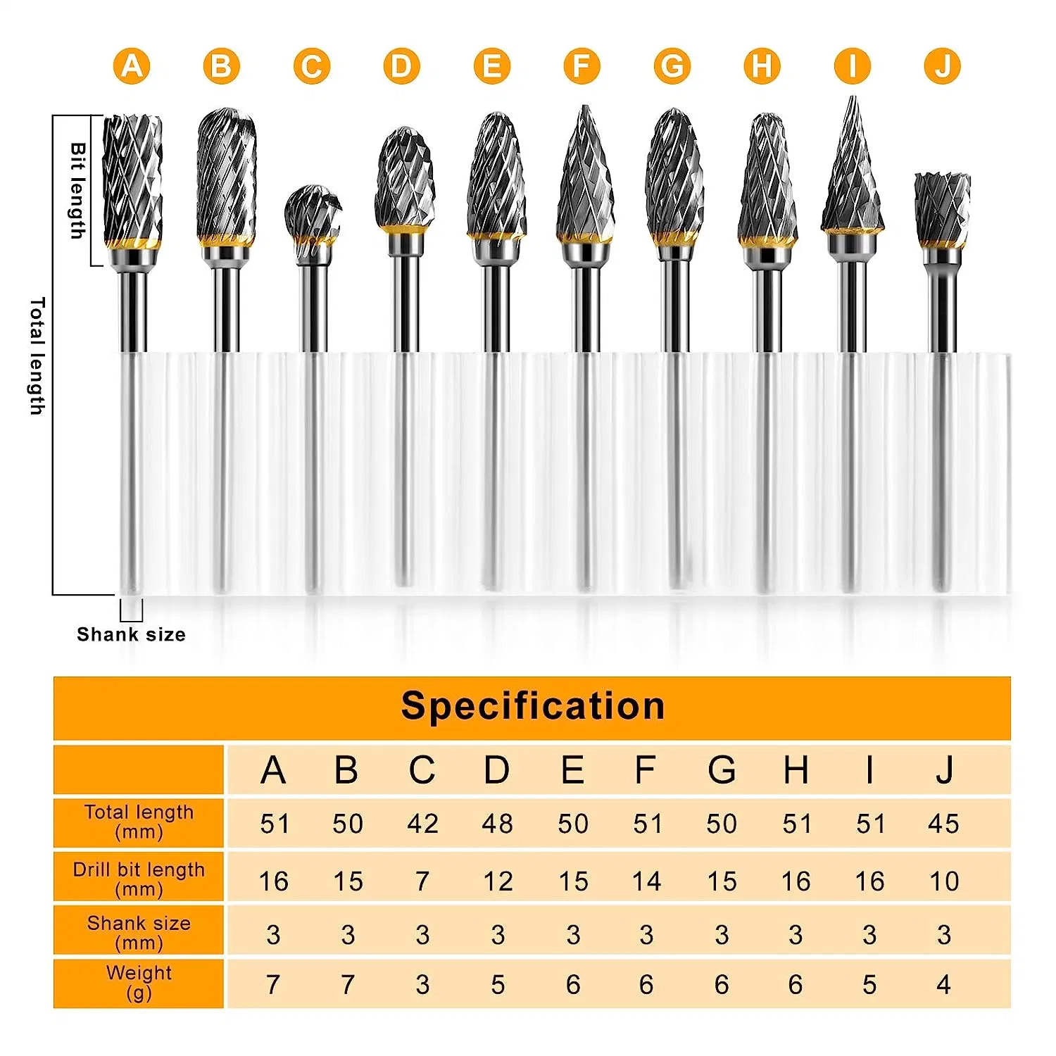 Tungsten Carbide Rotary Burr Bits for Wood Stone Carving Steel Metal Working