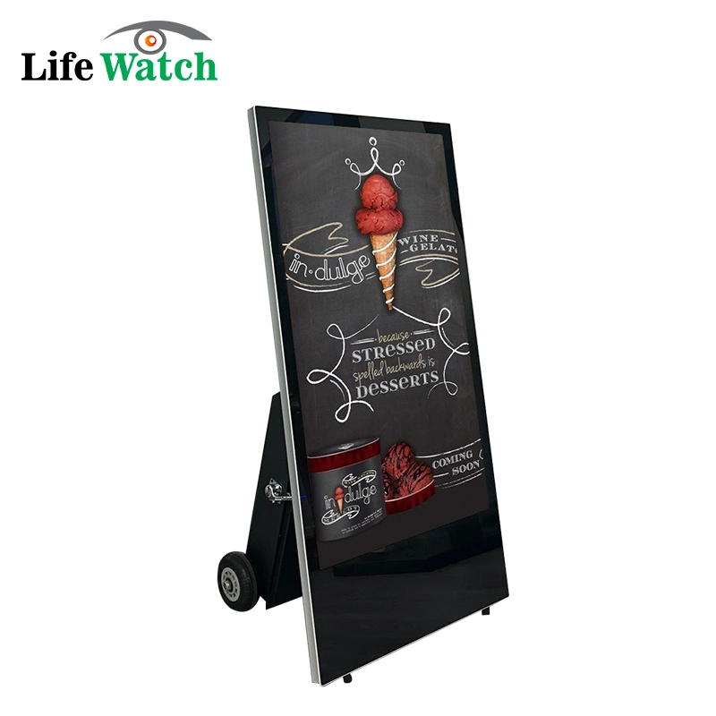 Outdoor Water-Proof IP65 Built-in Battery Portable LCD Digital Poster Kiosk Digital Menu Boards LED Display Commercial Advertising Display