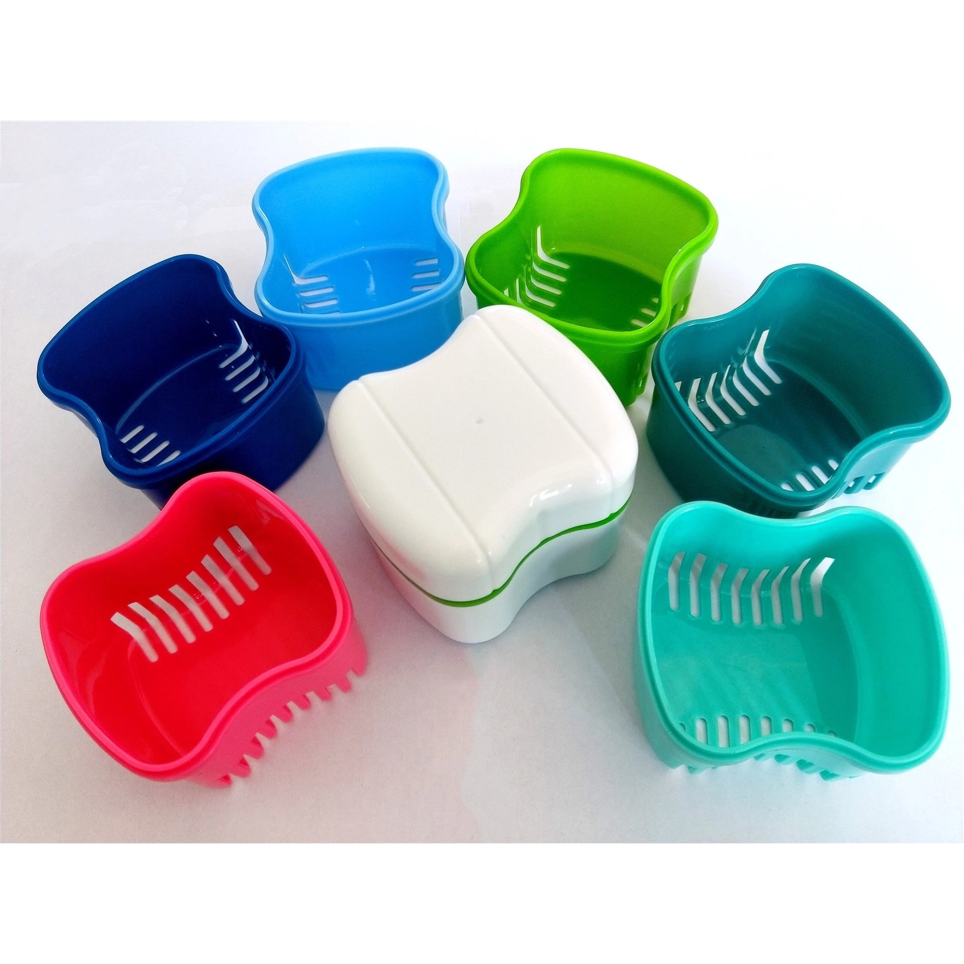 Dental Box With Basket Denture Holder For Travel, Retainer Cleaning Case