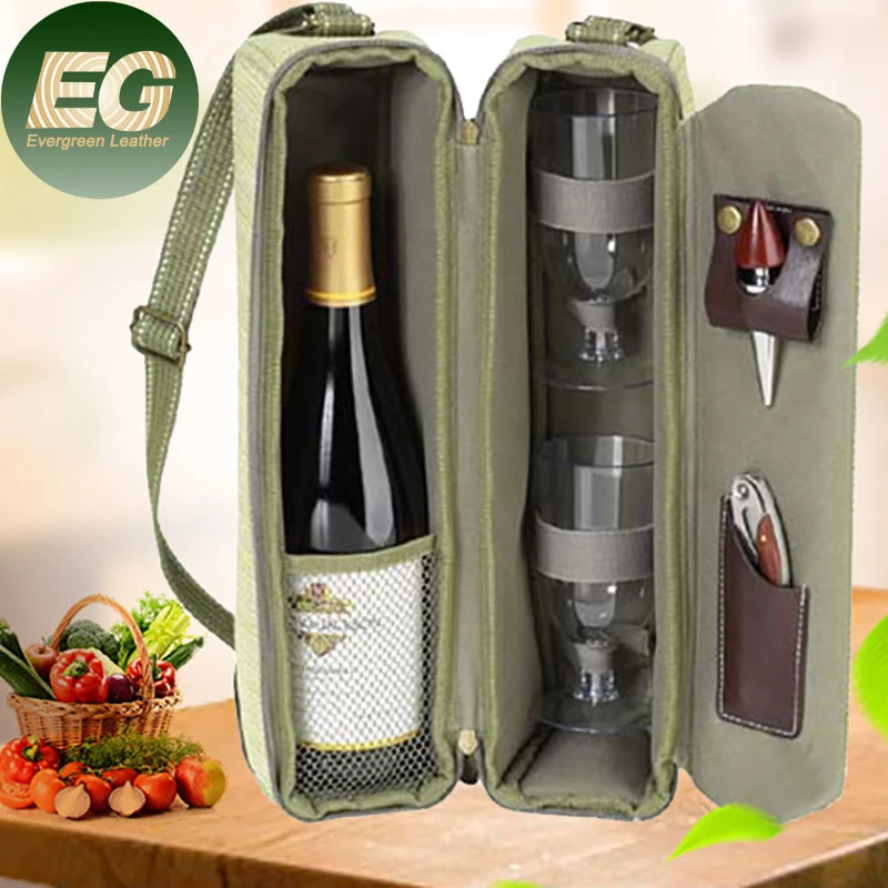 Ea268 4 Wine Bottle Bags tote Carrier Insulated Purse Custom Logo Box Leather Gift for Travel Wine Cooler Bag