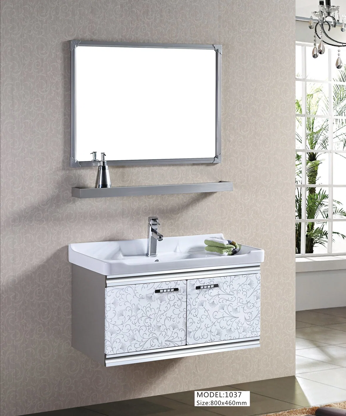 Wall-Mounted Stainless Steel Modern Bathroom Vanity Set