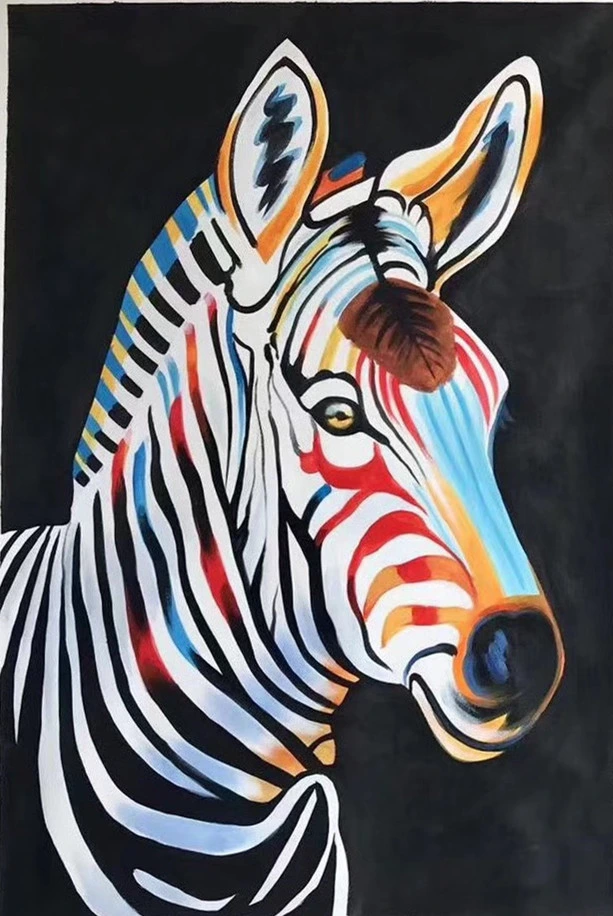 Modern Decorative Zebra Acrylic Oil Painting for Hotel Wall Art