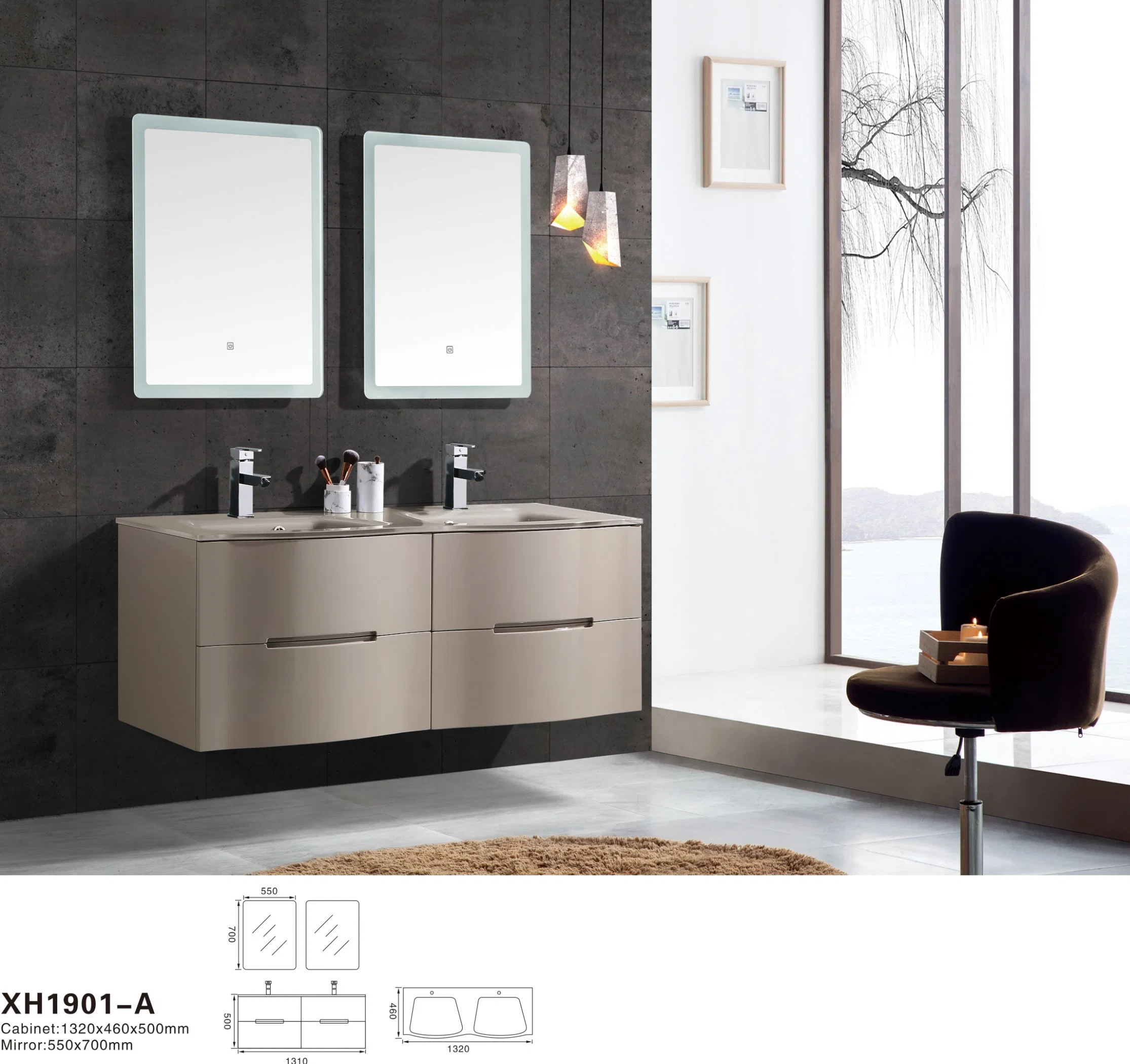 Popular Style MDF Bathroom Cabinet Set with Mirror