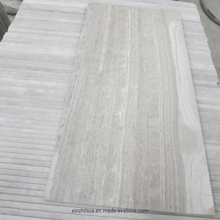 Straight Wooden Grain White Marble Building Marterial/Countertop/Stairs/Culture Stone Wall Tile