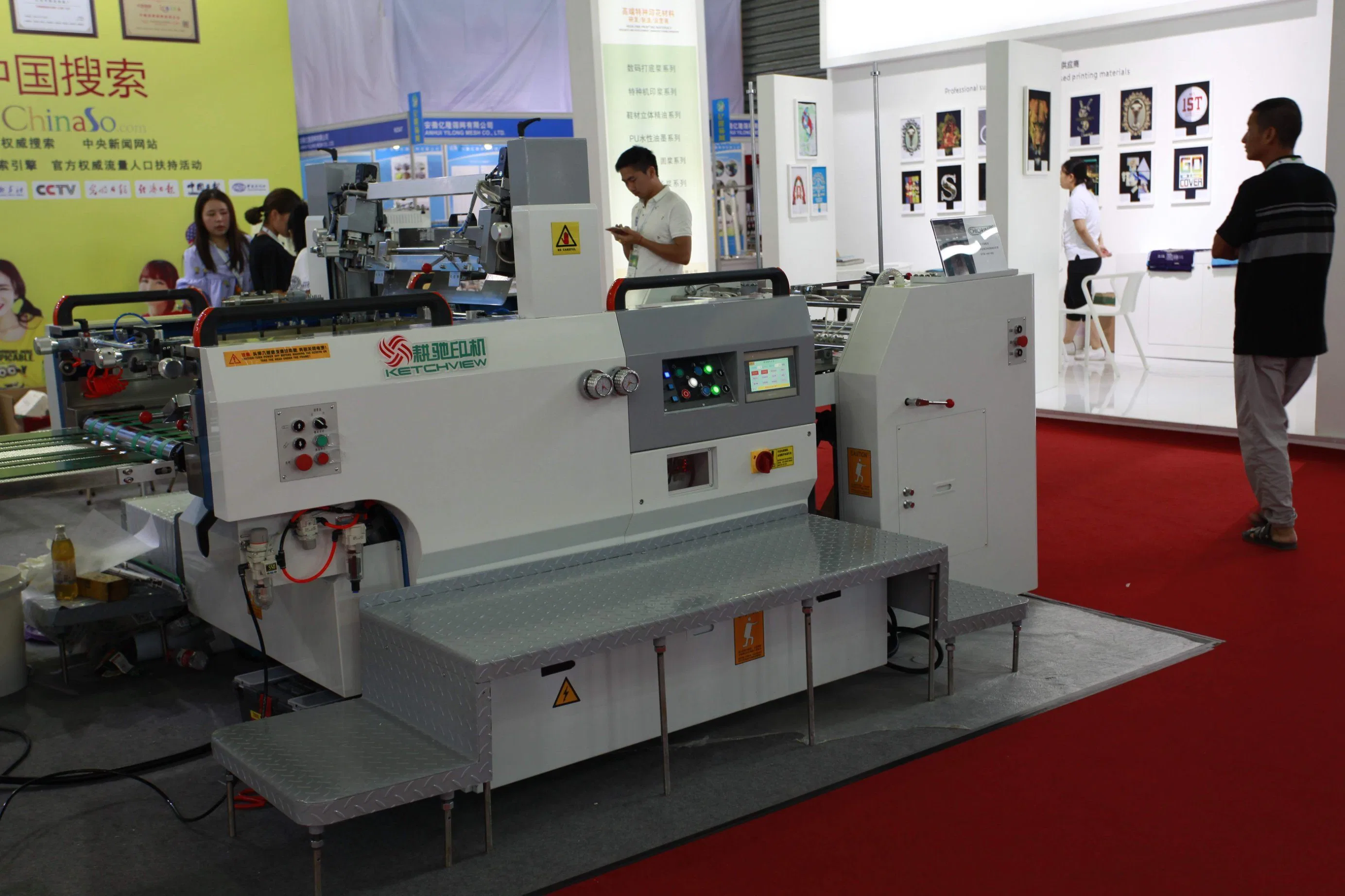 Stop Cylinder Screen Printing Machine with Powder Dusting Sparying Infrared Dryer Tunnel for Tshirt Printer Printing Machine