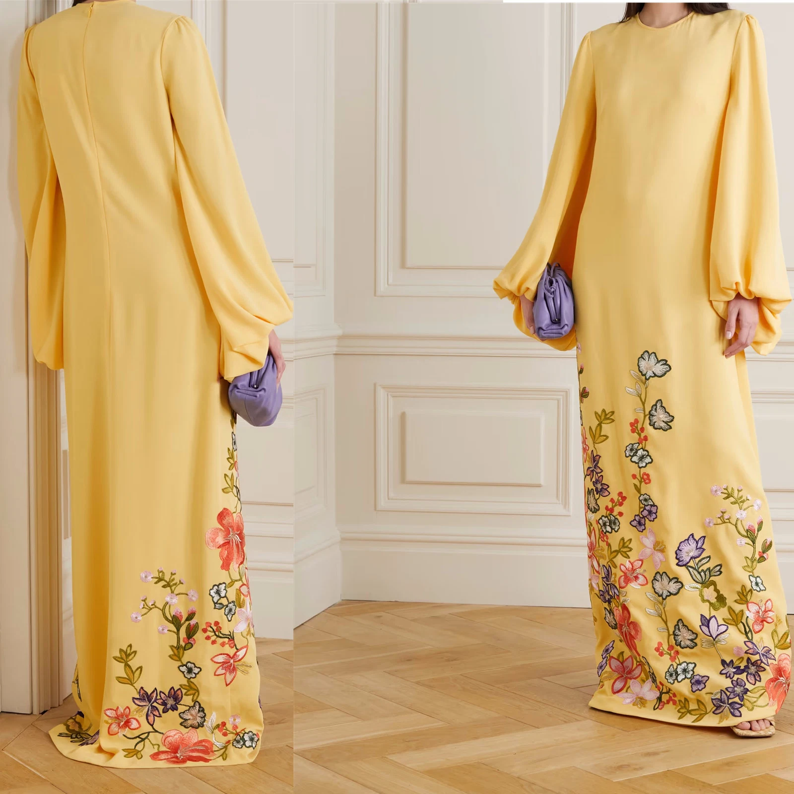 Factory China OEM Top Quality New Design Hot Selling Ladies Elegant Clothes Embroidered Crepe Gown Women Evening Dress