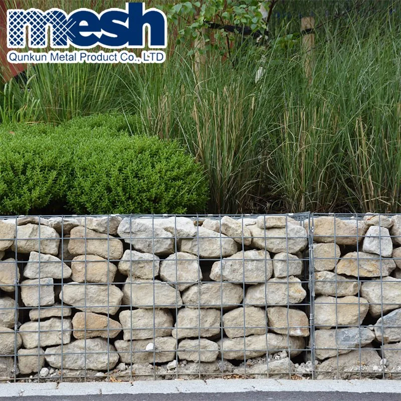 Welded Gabion Retaining Wall with Fence on Top Welded Gabion Wall