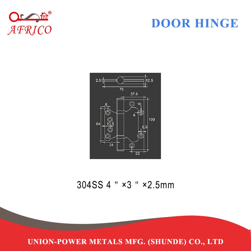 Russia Fixed Pin 2bb Pivot Stainless Steel Door Butterfly Hinge (5"X3mm)