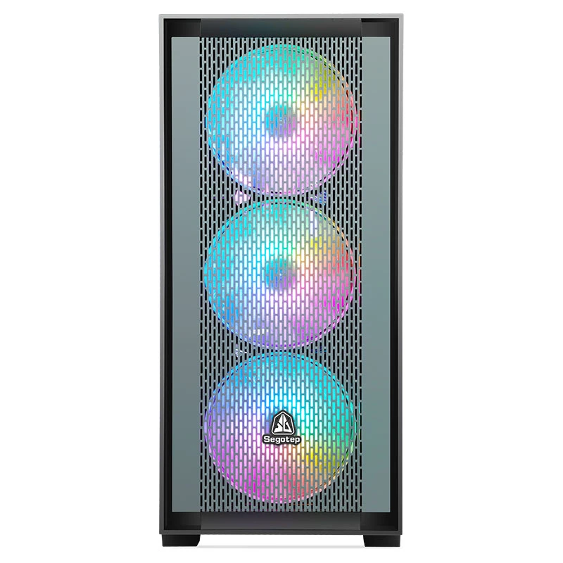 Segotep Gank 360 Compact ATX MID Tower Case, Fine Mesh Front Panel, Full Glass Side Panel