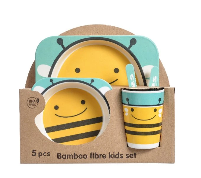 Baby Plates Children Tableware Bamboo Fibre Dinner Set for Kids