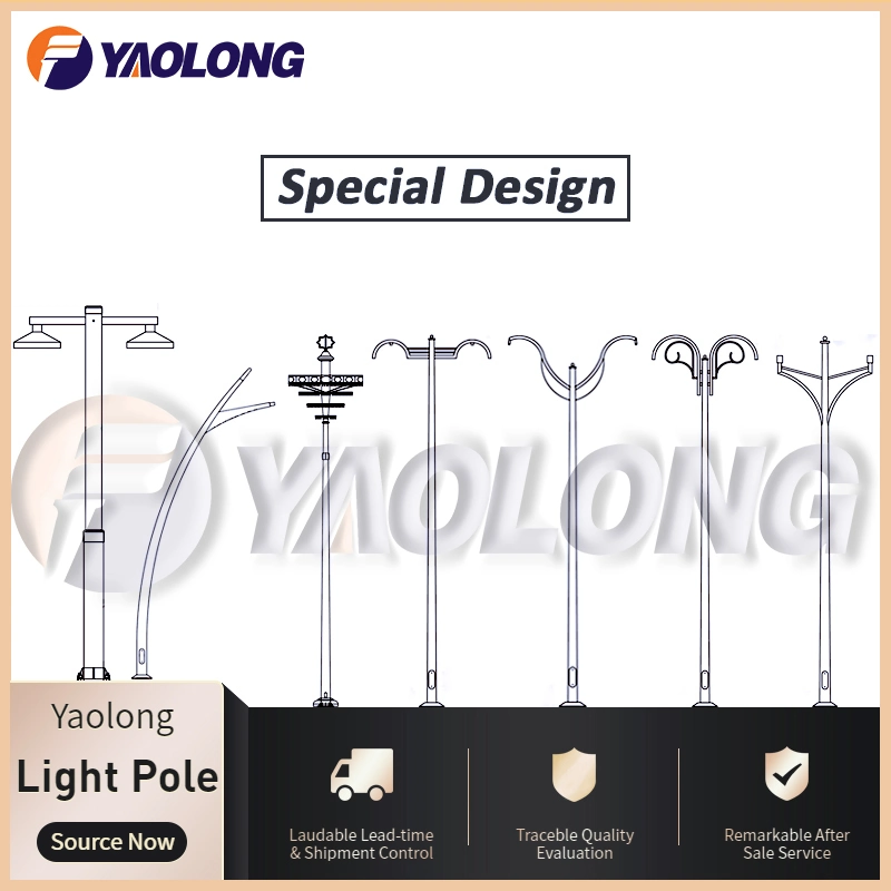 6m 7m 8m Monobrazo aluminio poste de luz antiguas con resistencia al viento