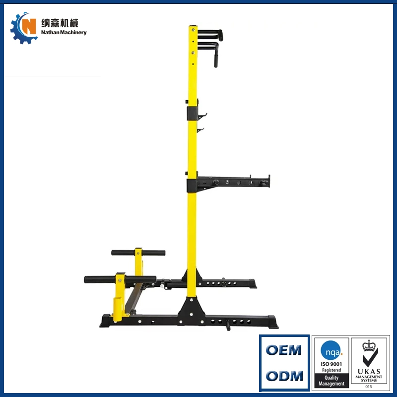 Factory Wholesale/Supplier OEM ODM Customized Service Multi-Function Adjustable Power Rack Squat Stand with Safety Spotter Arms, DIP Bars, Weight Plate Holders, Barbell