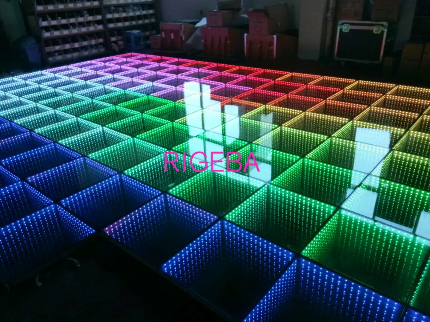 Wireless Magnetic Disco DJ Party 3D Full Color Mirror LED Dance Floor for Wedding Events